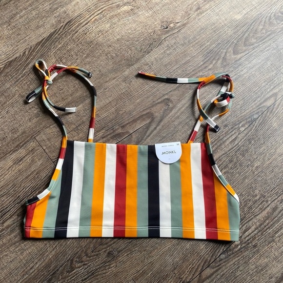 ✨ Monki recycled multi stripe tie strat bikini top - Picture 1 of 3